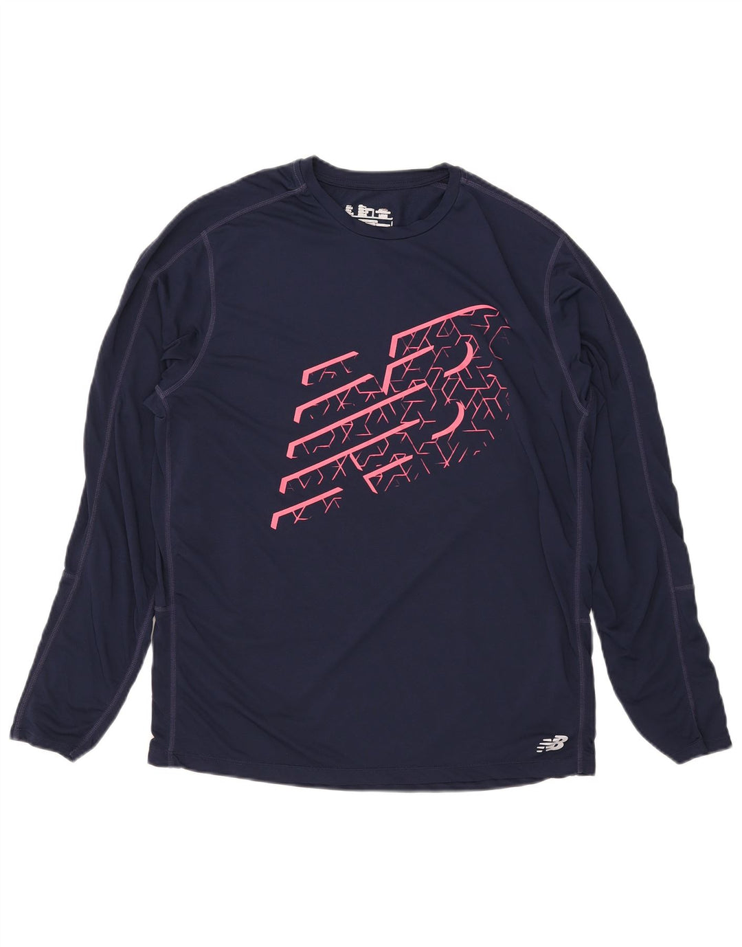 New Balance Maglietta grafica da uomo a maniche lunghe grande in poliestere blu navy