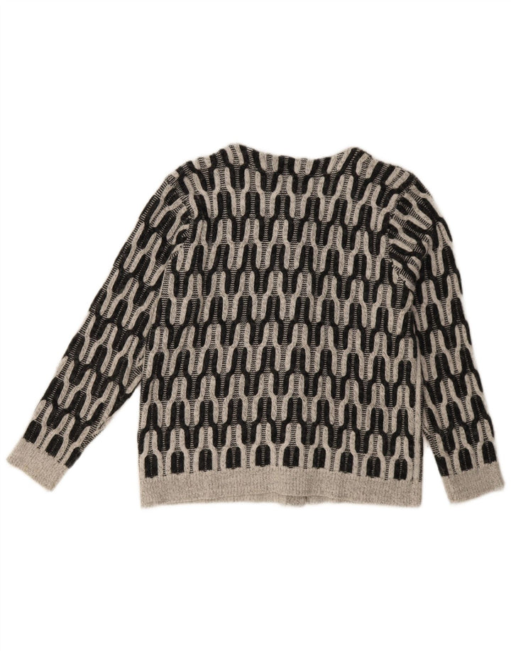 Maglione cardigan aperto oversize da donna Tivoli UK 14 Grigio medio geometrico