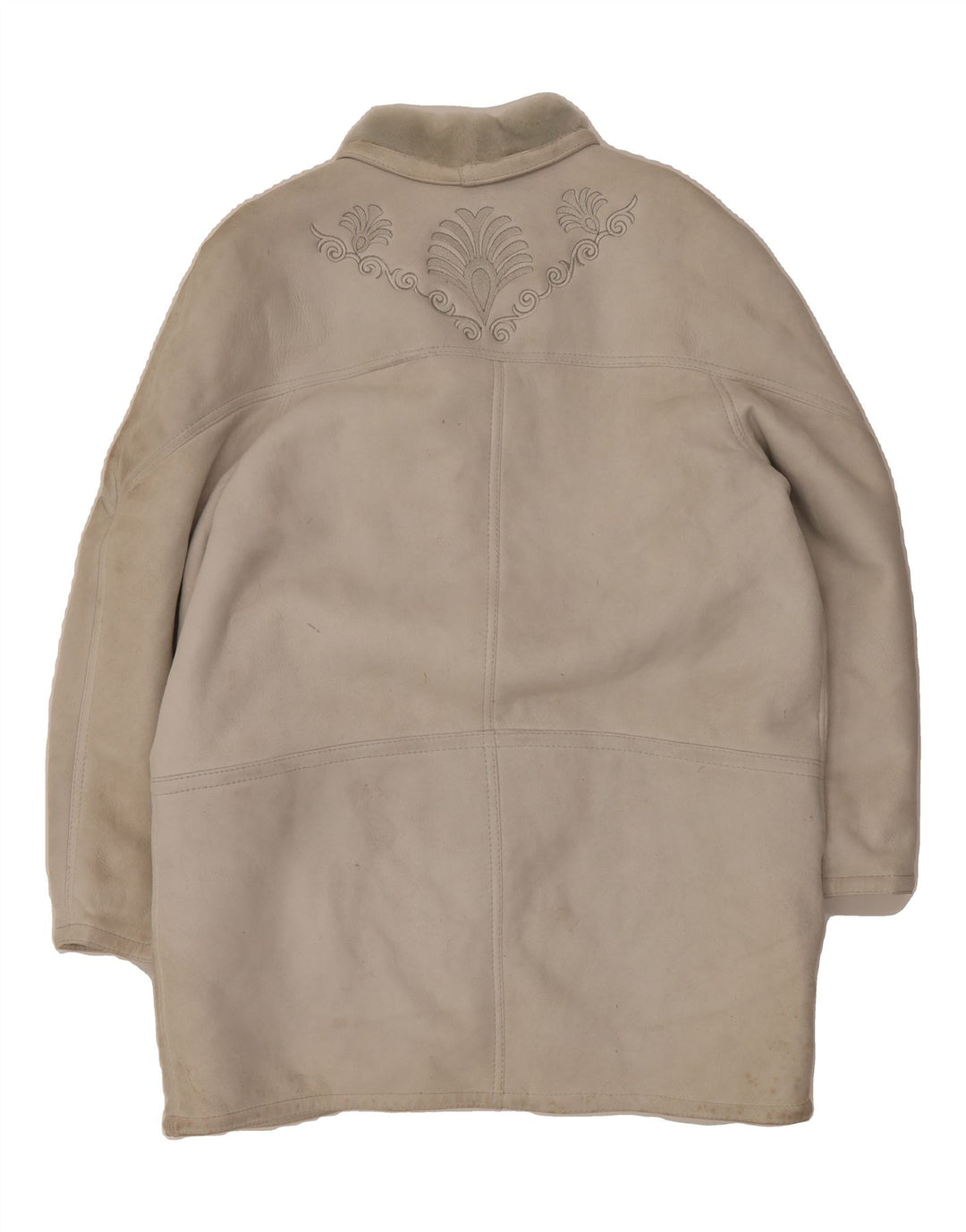 VINTAGE Womens Shearling Coat IT 46 Large Beige Floral Shearling Vintage Vintage and Second-Hand Vintage from Messina Hembry 