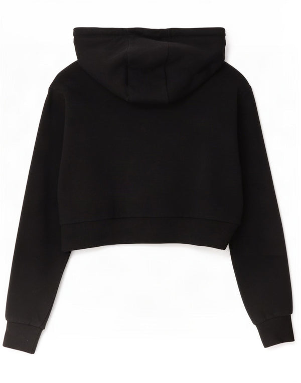 Felpa con cappuccio corta grafica da donna Ellesse UK 8 piccola in cotone nero