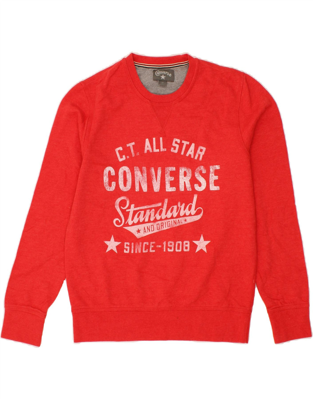 CONVERSE Mens Graphic Sweatshirt Jumper Small Red Cotton Vintage Converse and Second-Hand Converse from Messina Hembry 
