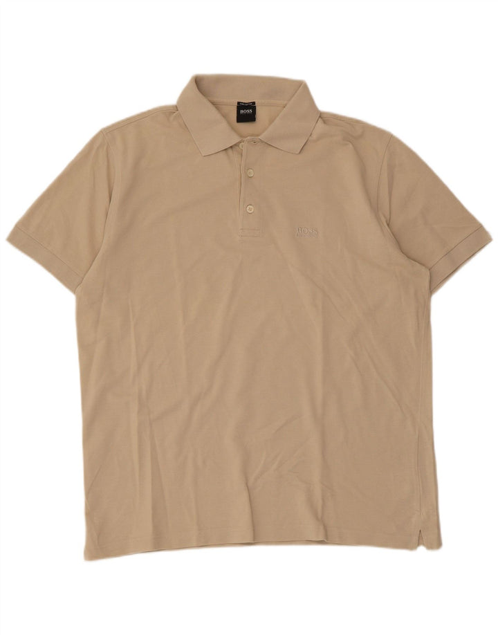 Polo da uomo Hugo Boss grande in cotone beige
