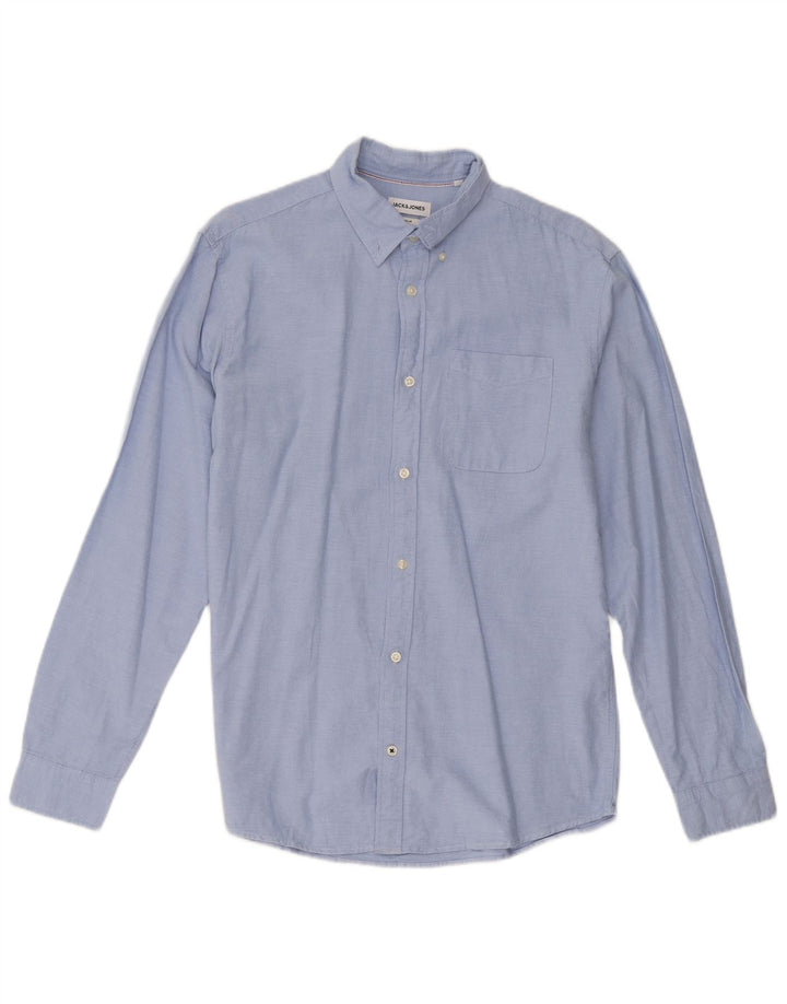 Camicia slim fit da uomo Jack & Jones grande in cotone blu