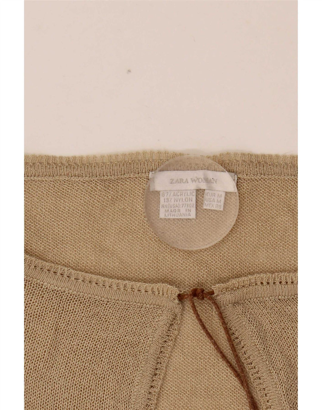 Top Zara da donna a maniche lunghe UK 14 Acrilico beige medio