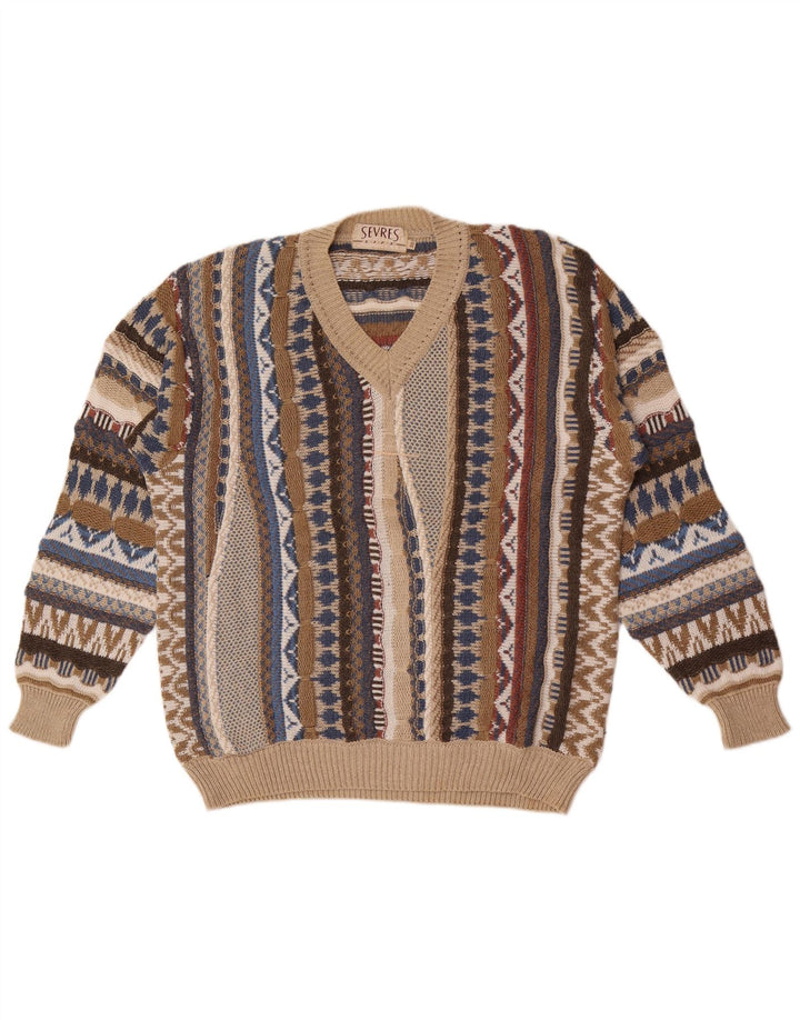 Maglione da uomo con scollo a V Sevres IT 50 medio multicolore geometrico