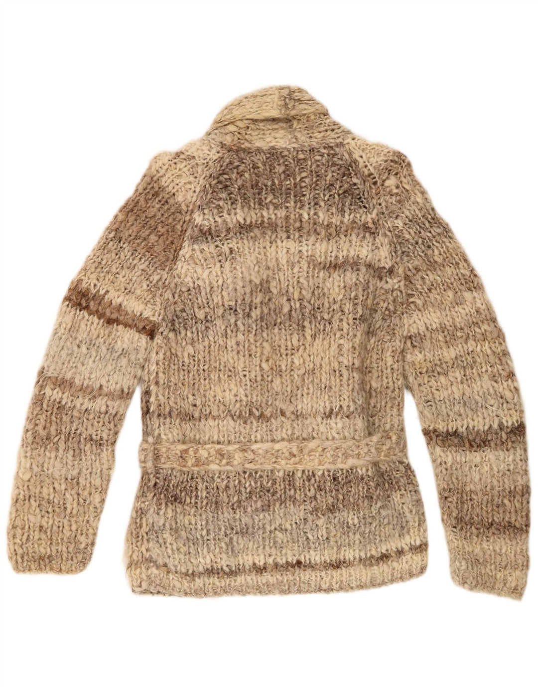 Maglione cardigan da donna vintage UK 12 a righe marrone medio