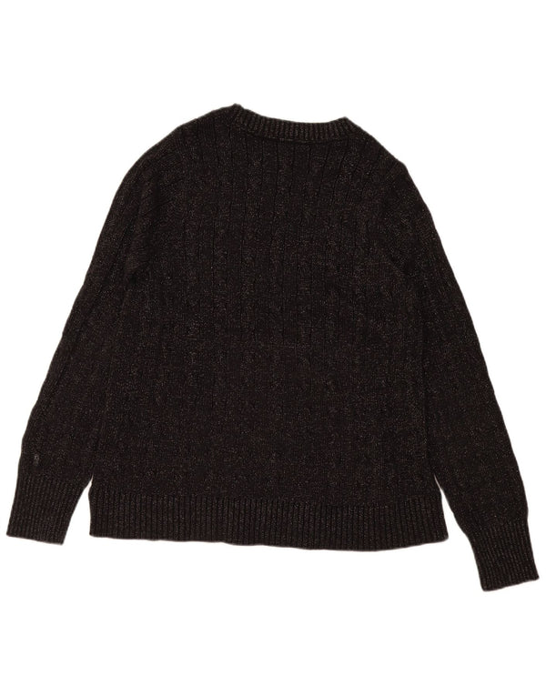 Maglione maglione girocollo da donna Tommy Hilfiger UK 12 cotone nero medio