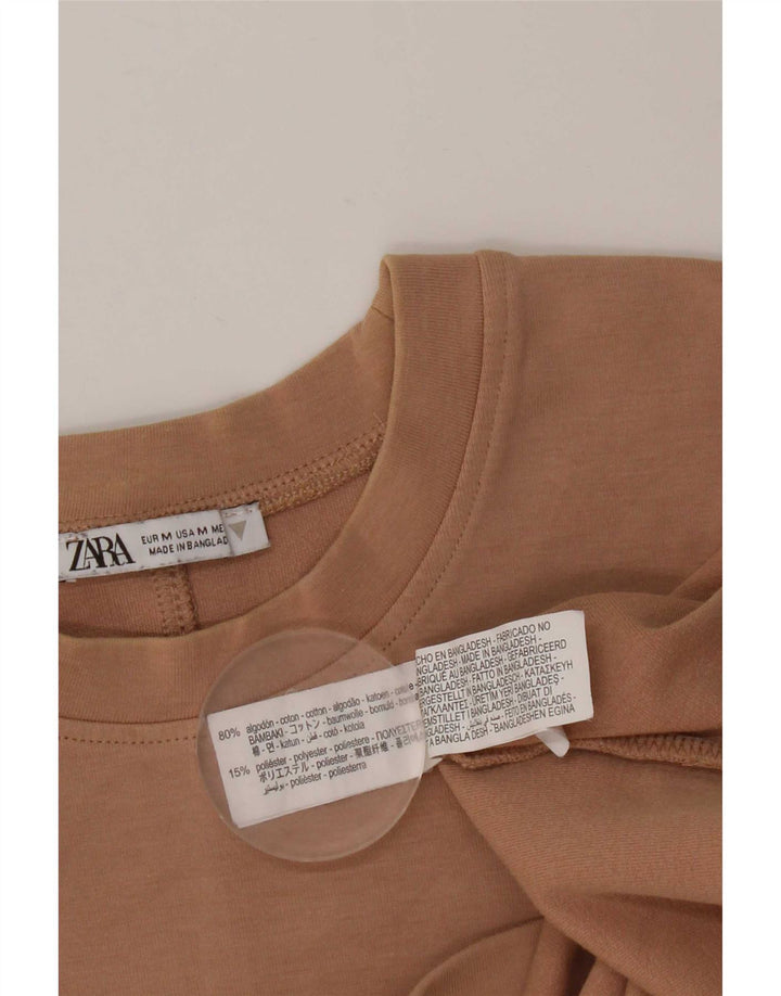 T-shirt Zara da uomo Top in cotone beige medio