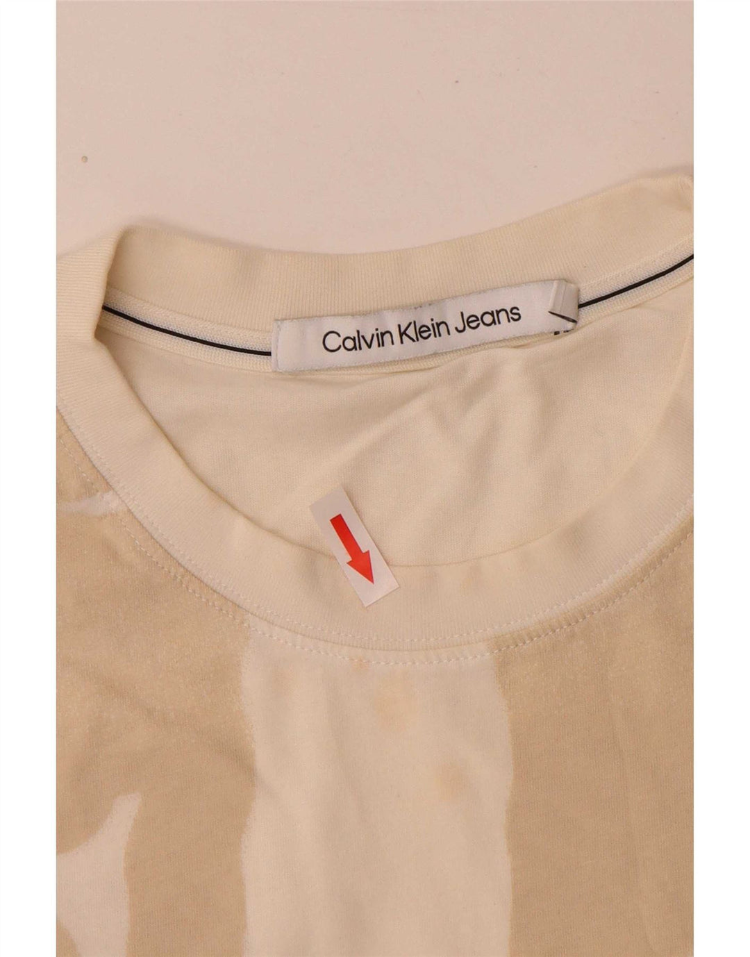 Maglietta grafica da uomo Calvin Klein Jeans Top in cotone bianco sporco medio