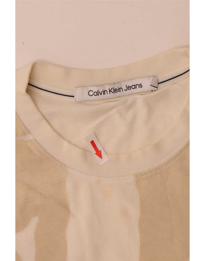 Maglietta grafica da uomo Calvin Klein Jeans Top in cotone bianco sporco medio