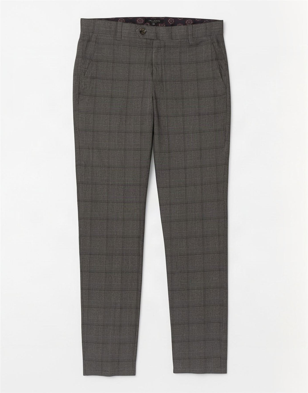Pantaloni casual slim da uomo Ted Baker W32 L31 poliestere a quadri grigi