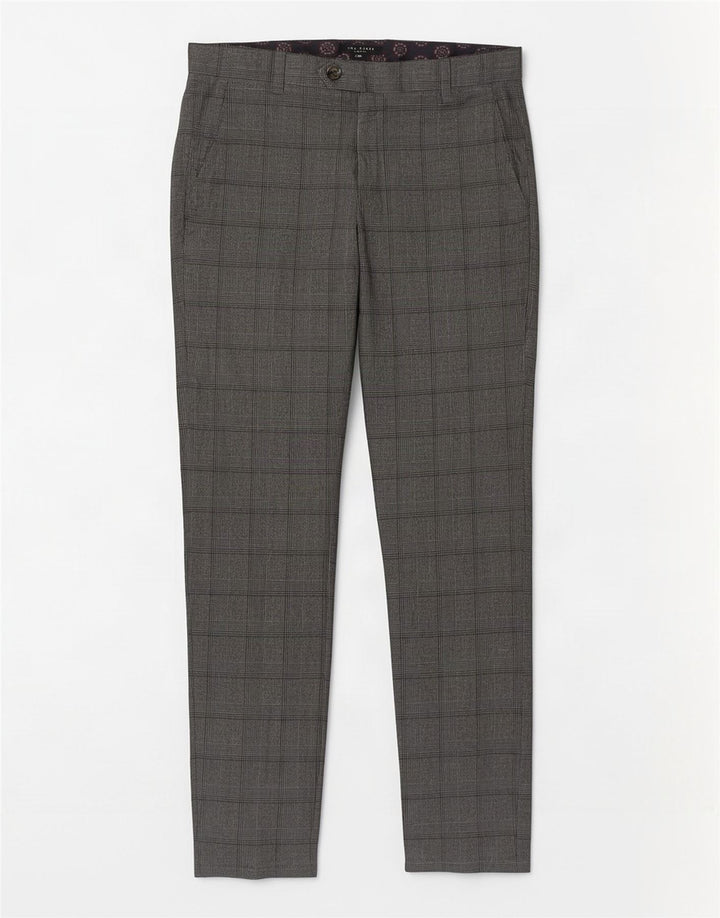 Pantaloni casual slim da uomo Ted Baker W32 L31 poliestere a quadri grigi