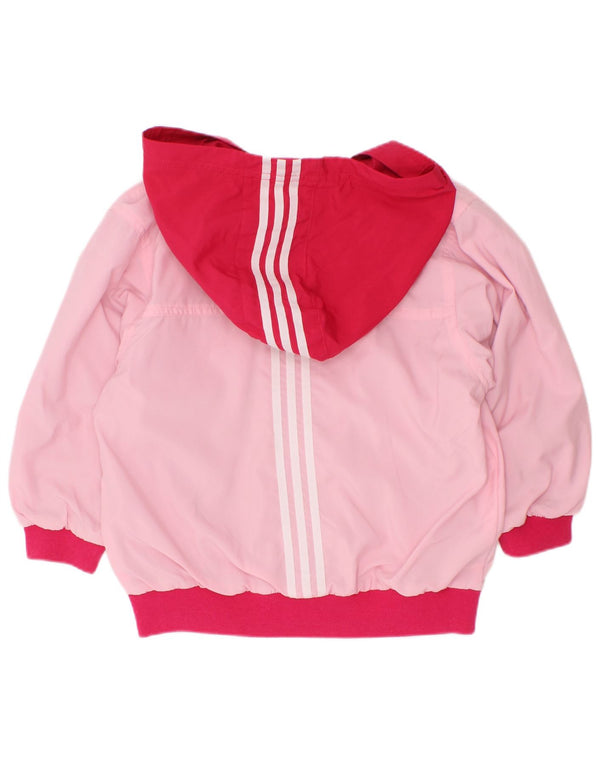 Giacca antipioggia Adidas per ragazze con cappuccio 2-3 anni in poliestere color block rosa