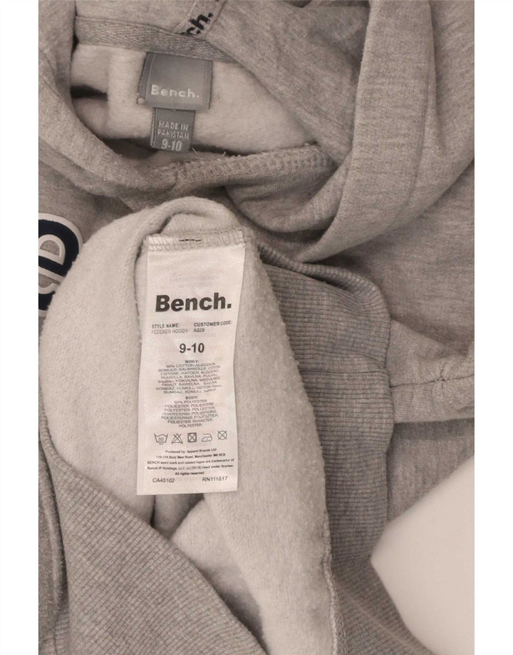 Maglione con cappuccio grafico da bambino Bench 9-10 anni in cotone grigio