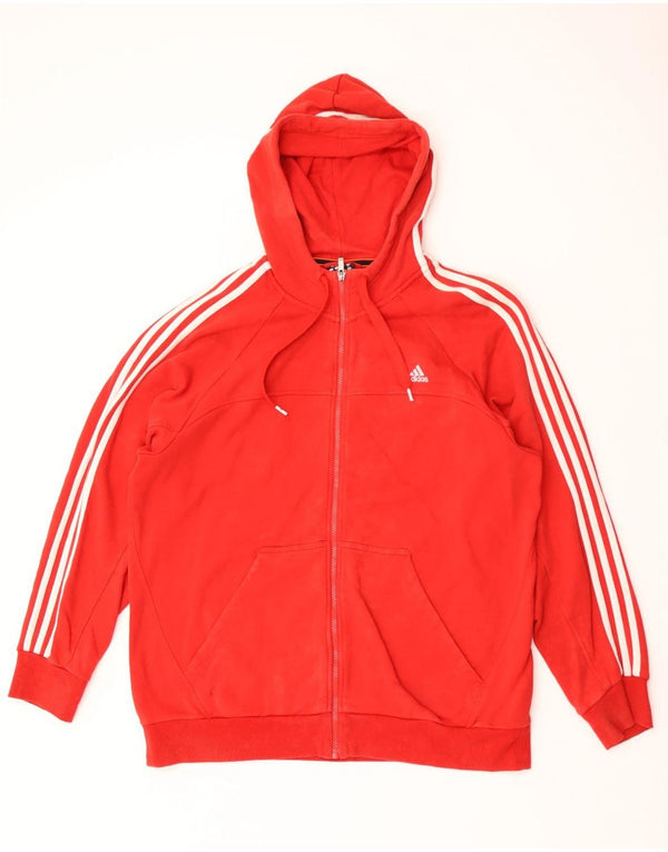 Felpa con cappuccio e zip Adidas da uomo XL in cotone rosso