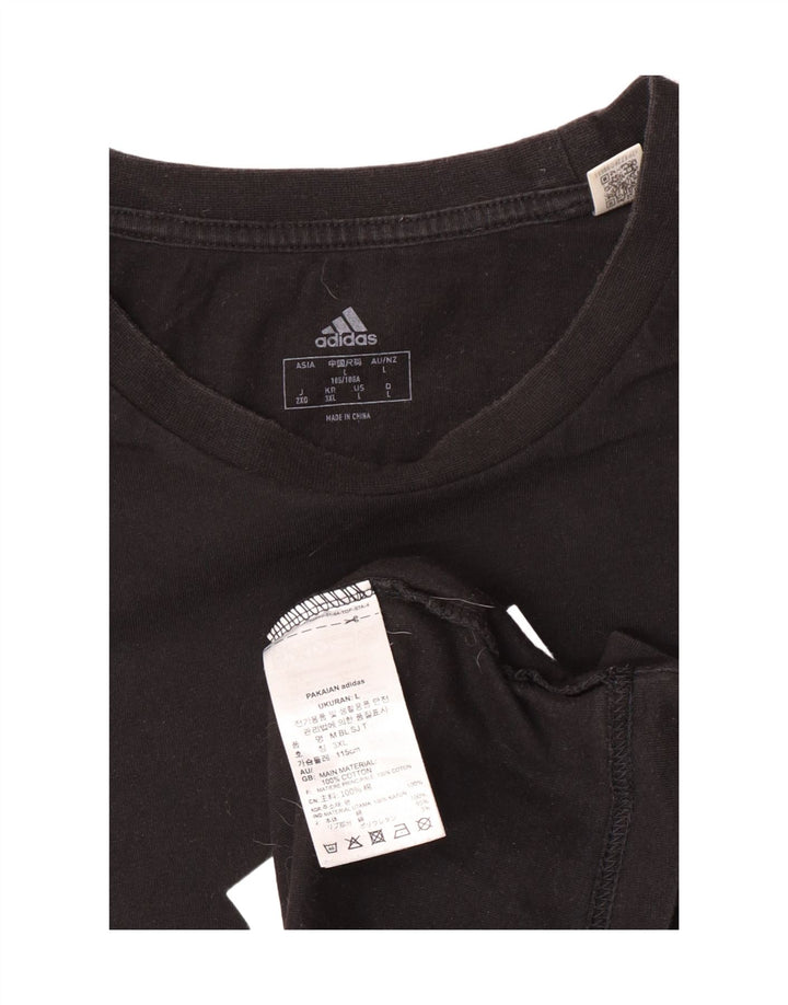 ADIDAS Mens Graphic T-Shirt Top Large Black Cotton Vintage Adidas and Second-Hand Adidas from Messina Hembry 