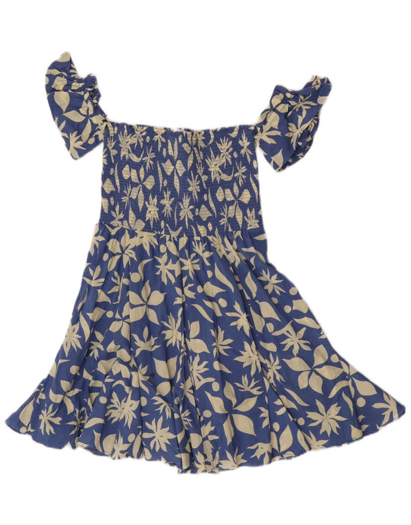 Abito corto da donna con spalle scoperte Zara UK 4 XS cotone floreale blu