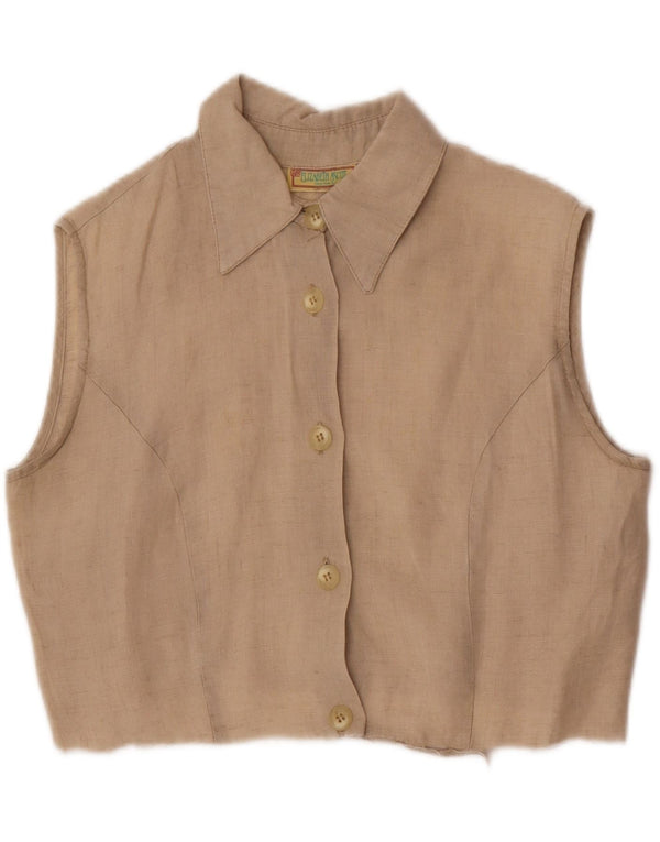 Camicetta senza maniche corta da donna Elizabeth Ascot UK 12 Beige medio