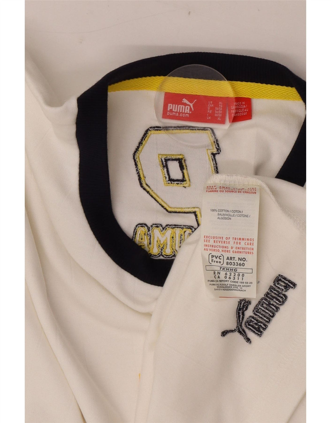 Puma Maglietta grafica da uomo a maniche lunghe XL in cotone bianco