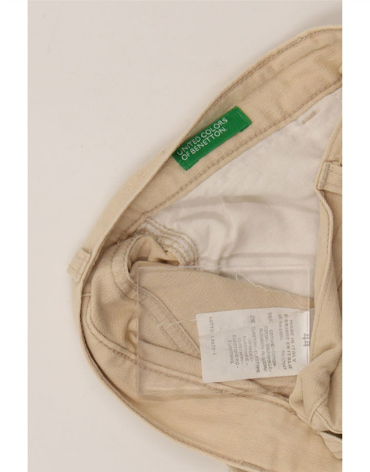 Pantaloni cropped a vita alta da donna BENETTON IT 44 Medium W26 L24 Beige