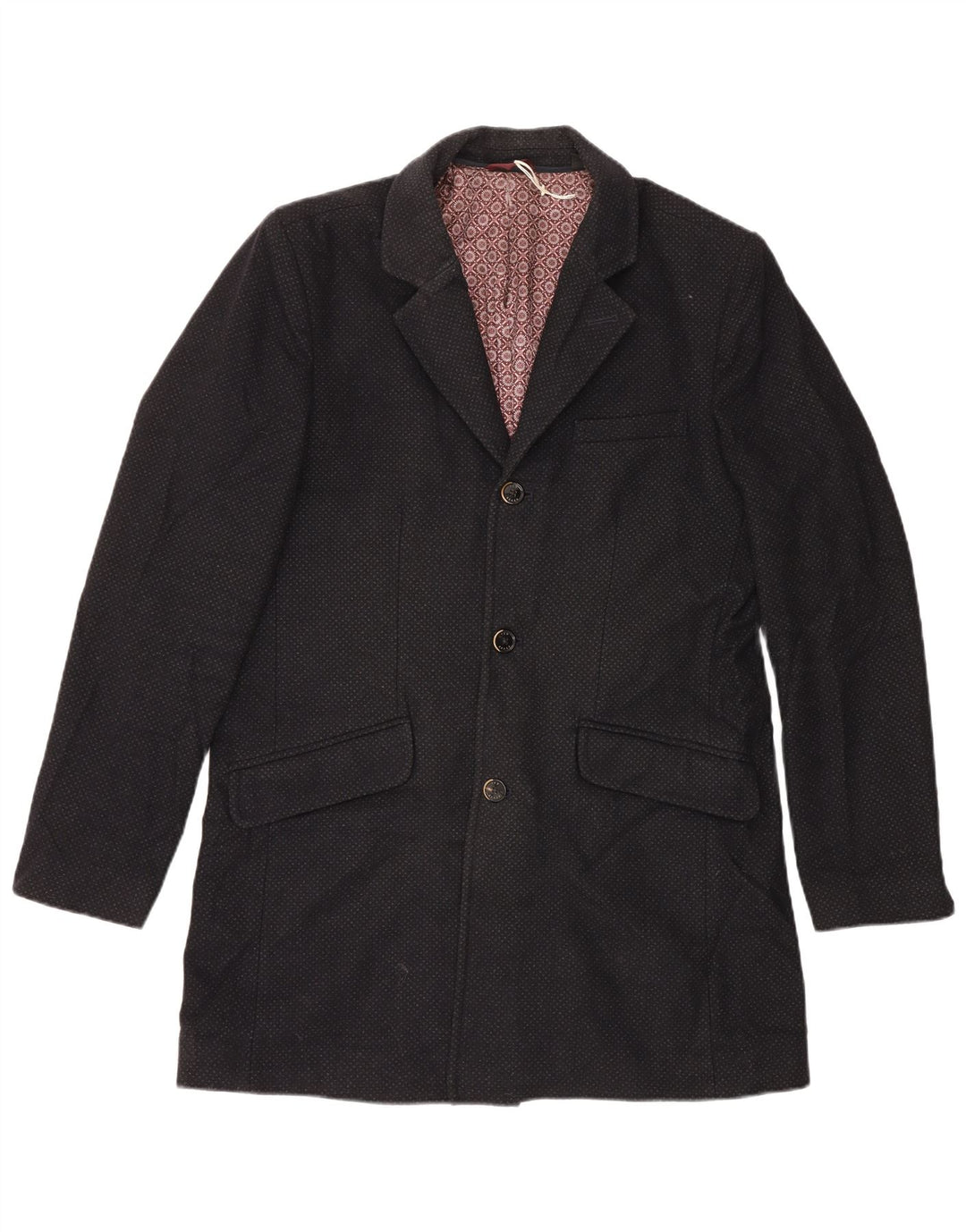 Cappotto da uomo Ted Baker taglia 5 XL in lana maculata nera