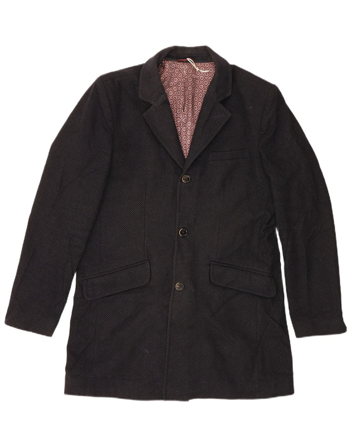 Cappotto da uomo Ted Baker taglia 5 XL in lana maculata nera