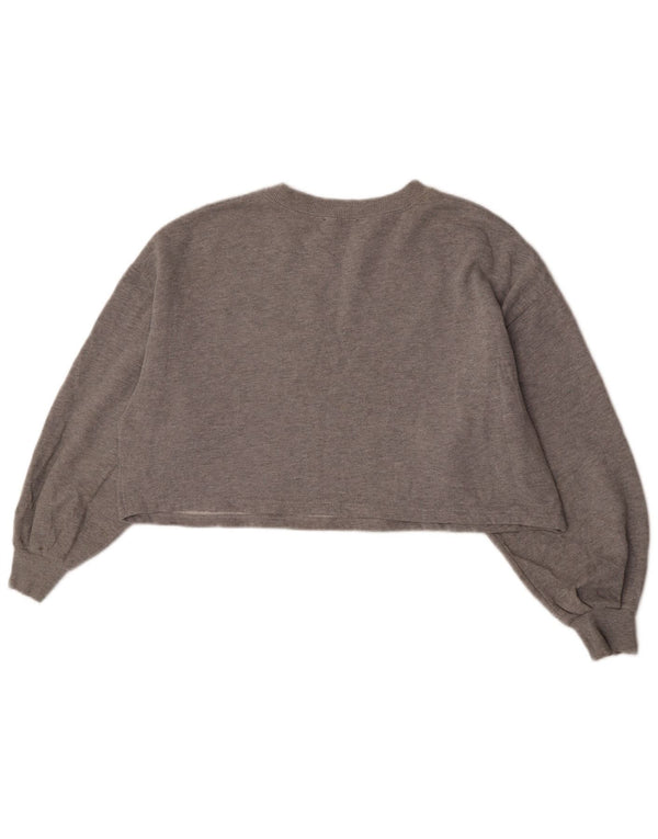 Felpa oversize grafica Zara da donna Brooklyn, maglione UK 10 piccolo grigio