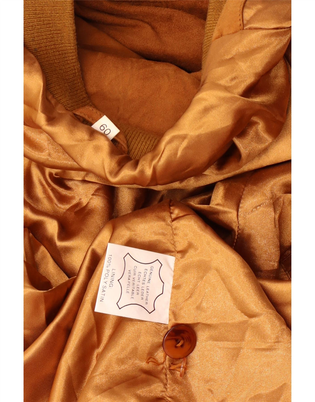 Giubbotto bomber vintage in pelle scamosciata da uomo IT 60 3XL in pelle marrone