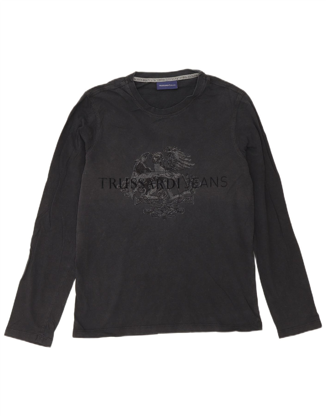 Trussardi Jeans Top Grafico da Uomo Manica Lunga Piccolo Nero