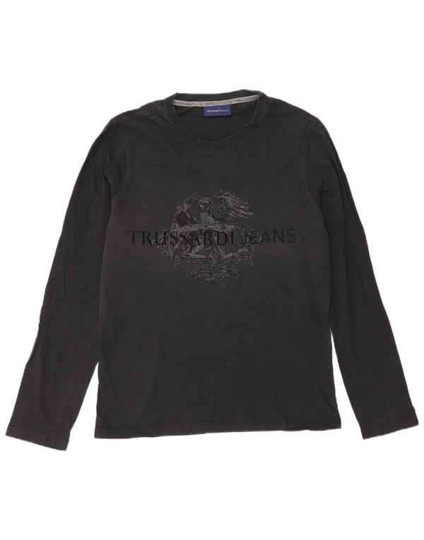 Trussardi Jeans Top Grafico da Uomo Manica Lunga Piccolo Nero