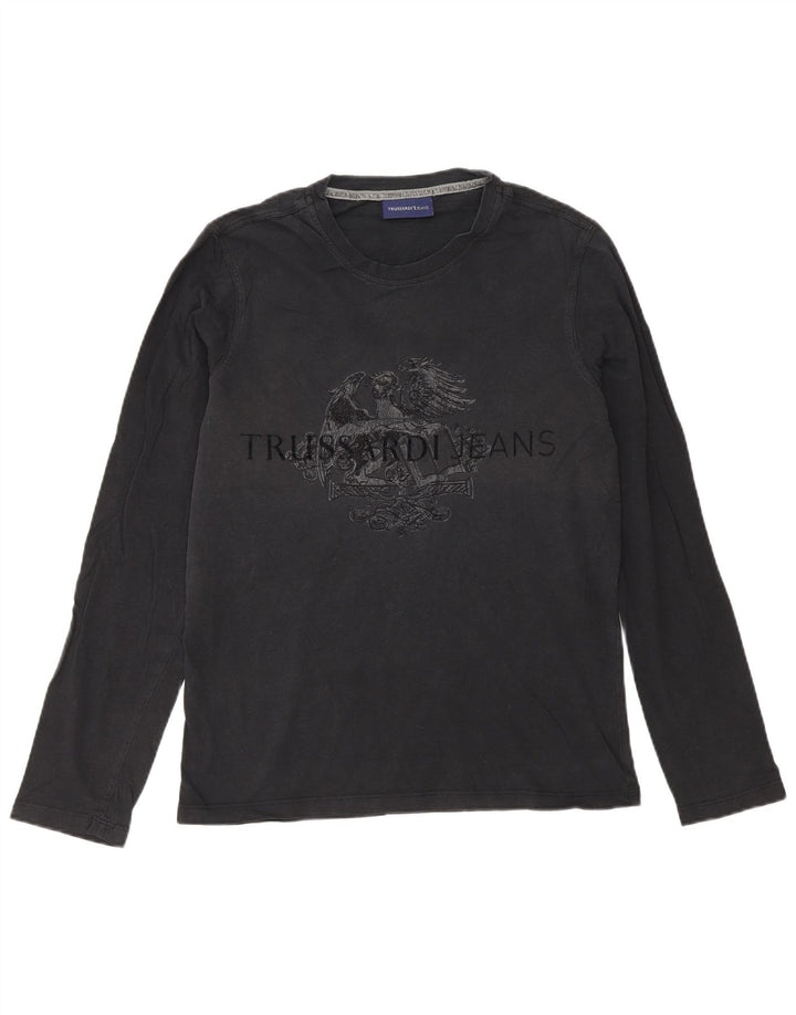 Trussardi Jeans Top Grafico da Uomo Manica Lunga Piccolo Nero