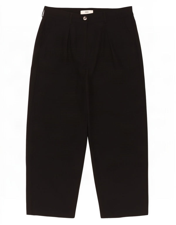 Marks & Spencer Womens High Waist Casual Trousers UK 12 Medium W30 L26 Blac