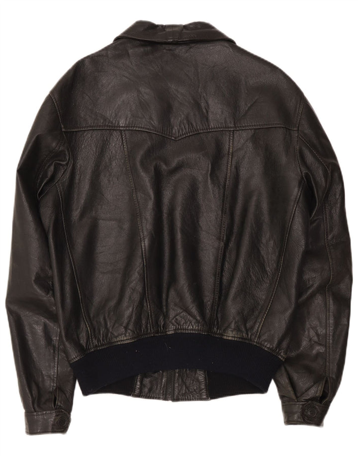 Giacca in pelle vintage da uomo IT 48 media nera
