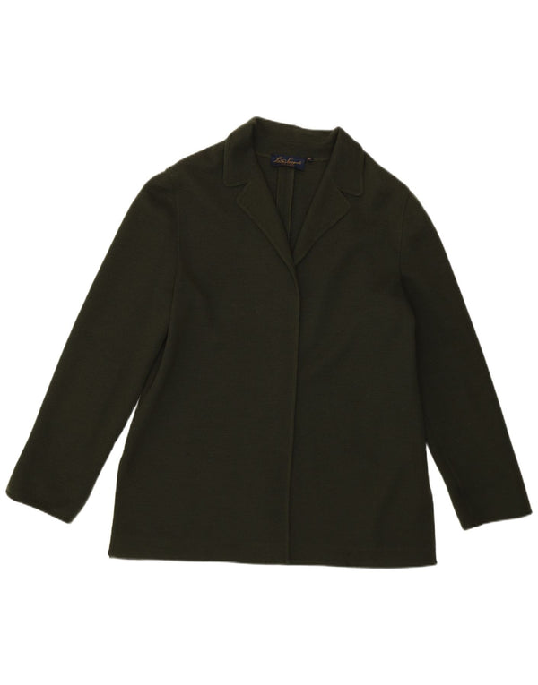 Maglione cardigan da donna Luisa Spagnoli UK 14 Lana vergine kaki medio