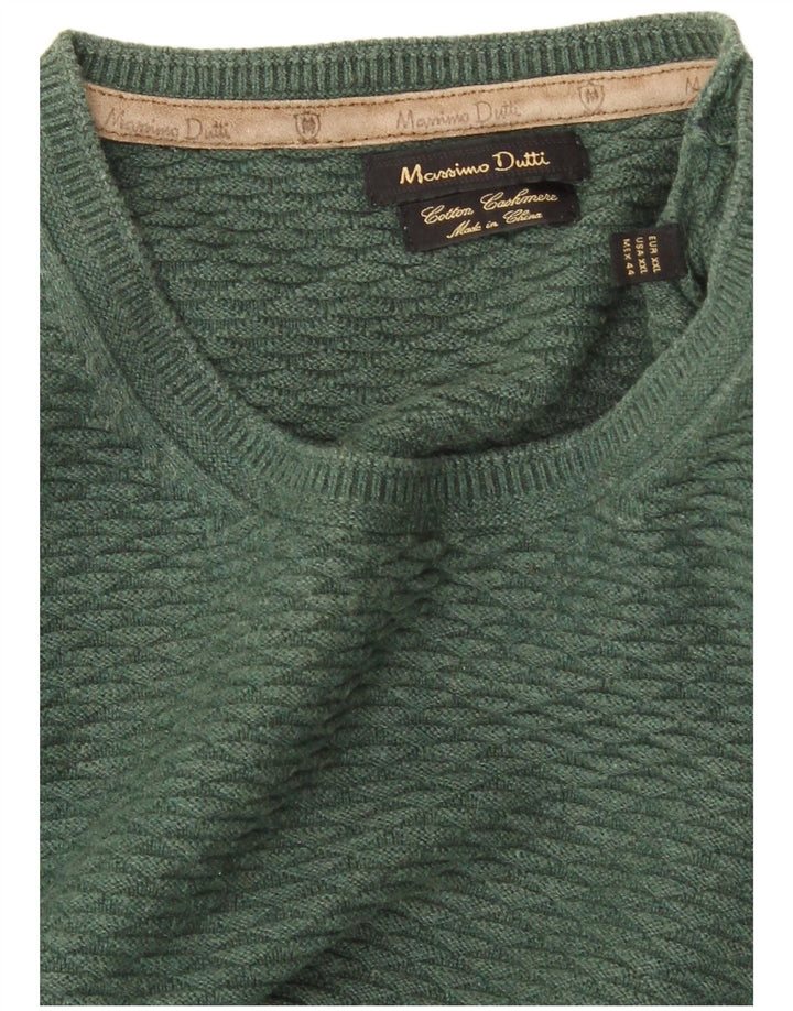 MASSIMO DUTTI Maglione maglione girocollo da uomo 2XL cotone verde