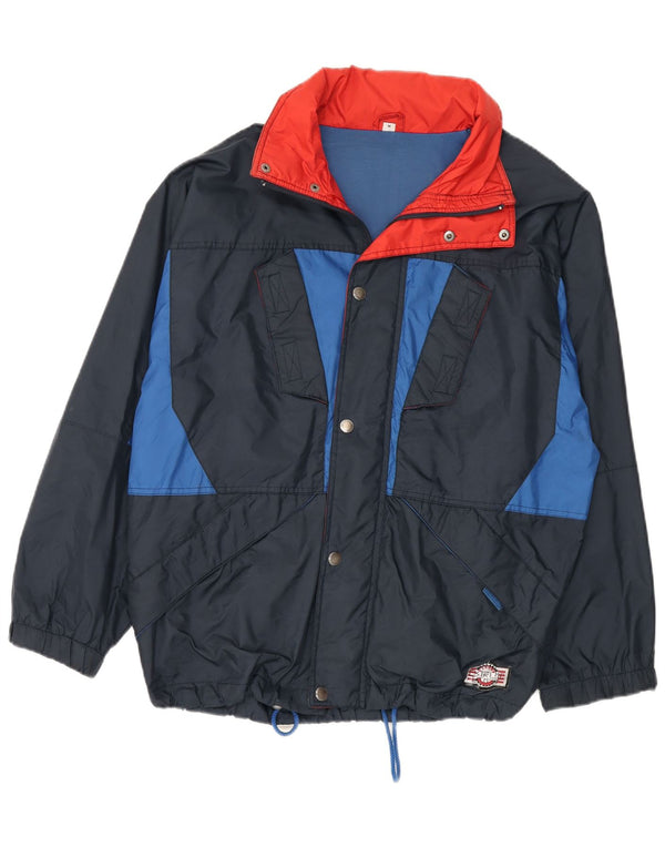 Giacca a vento con cappuccio da uomo Brugi UK 38 Medium Navy Blue Colourblock