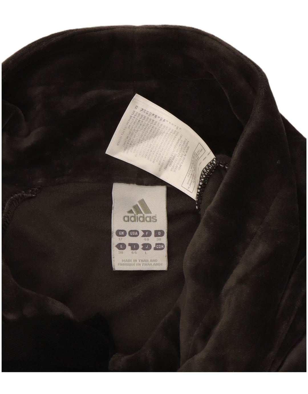 Giacca da ginnastica da donna in velluto ADIDAS UK 12 Cotone grigio medio