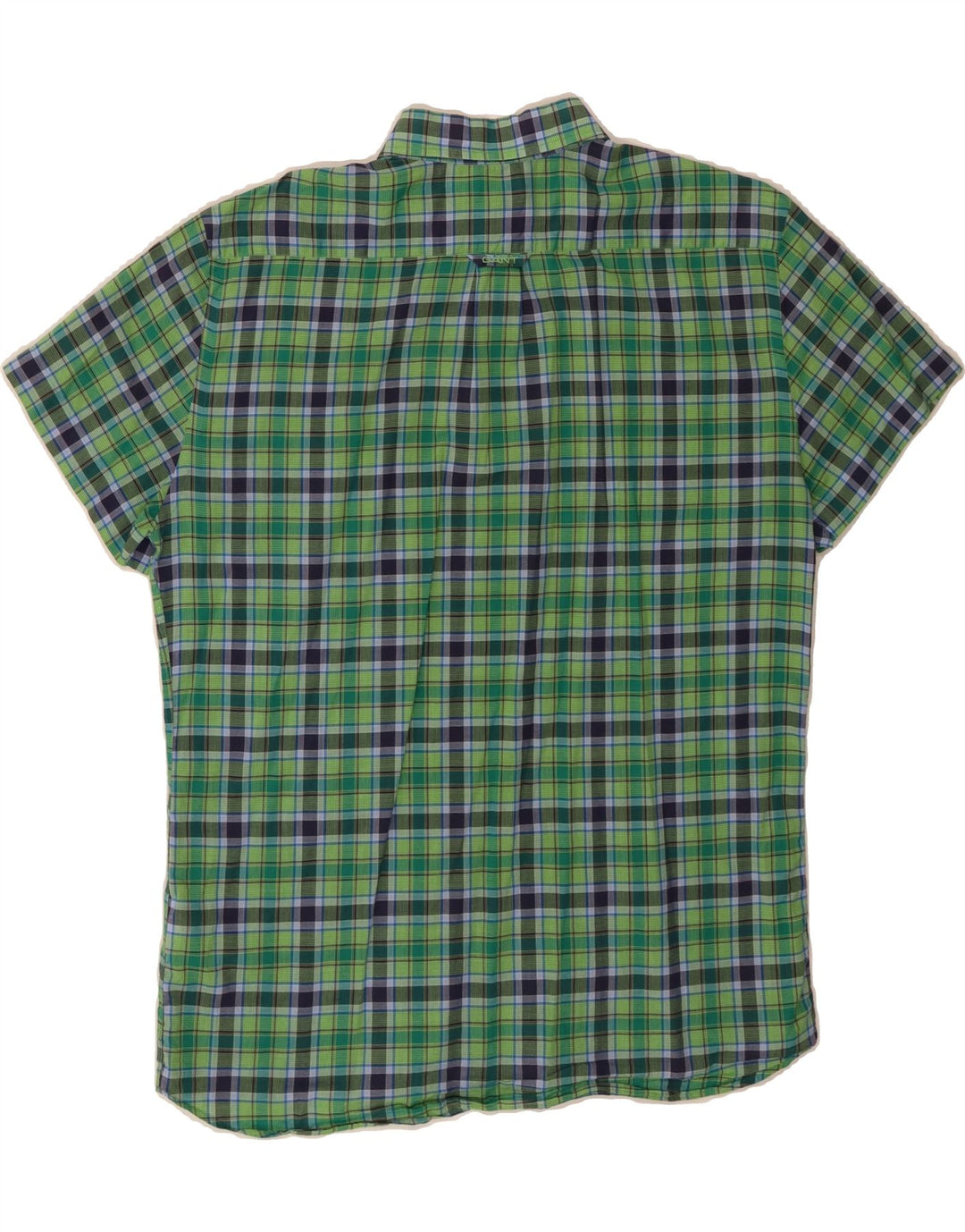GANT Mens E-Z Fit Short Sleeve Shirt Medium Green Check Cotton Vintage Gant and Second-Hand Gant from Messina Hembry 