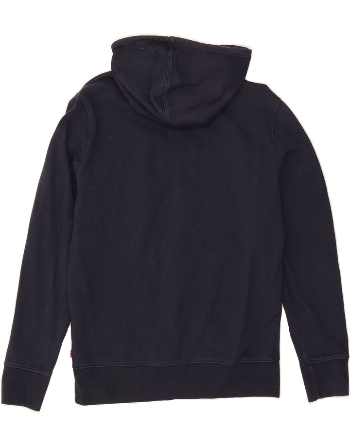 LEVI'S Mens Graphic Hoodie Jumper Small Navy Blue Cotton Vintage Levi's and Second-Hand Levi's from Messina Hembry 