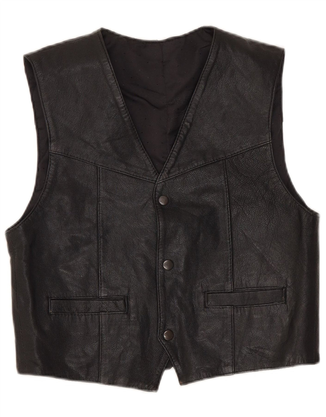 Gilet in pelle vintage da ragazzo 8-9 anni nero