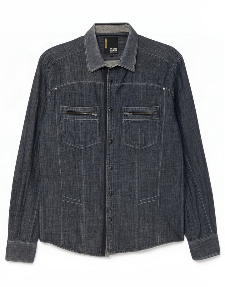Camicia di jeans da uomo Jack & Jones piccola in cotone blu navy