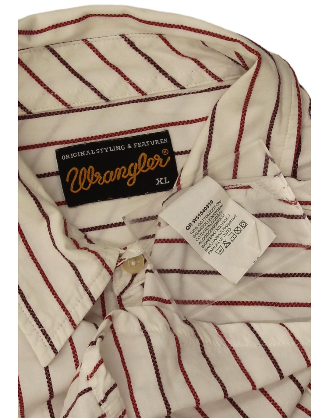 Camicia da uomo Wrangler XL in cotone a righe bianche