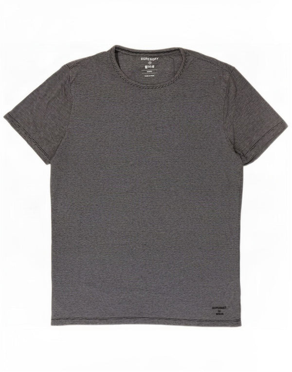 T-shirt da uomo Superdry Top grande in cotone gessato grigio