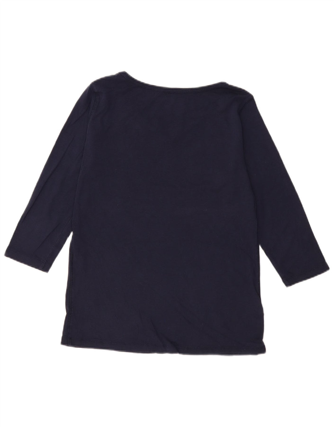 EDDIE BAUER Top da donna manica 3/4 UK 16 grande cotone blu navy