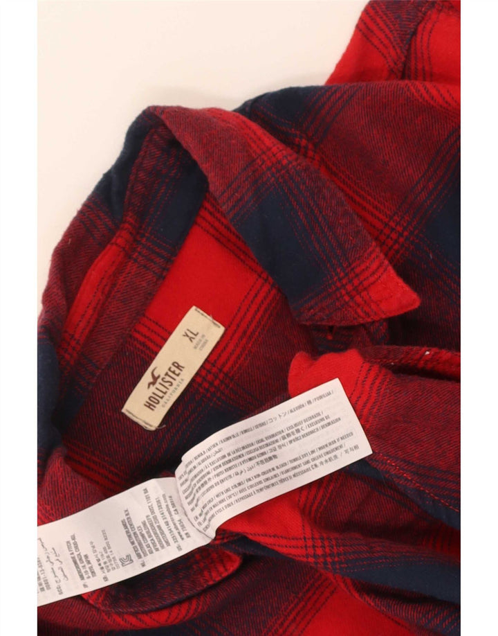 Camicia Hollister da uomo in flanella XL in cotone a quadri rossi
