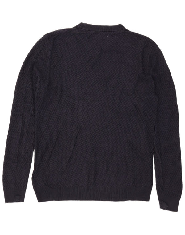 Maglione maglione girocollo da uomo Guess grande in cotone blu navy