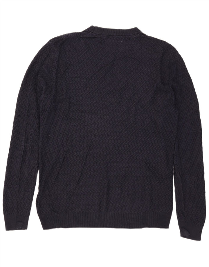Maglione maglione girocollo da uomo Guess grande in cotone blu navy