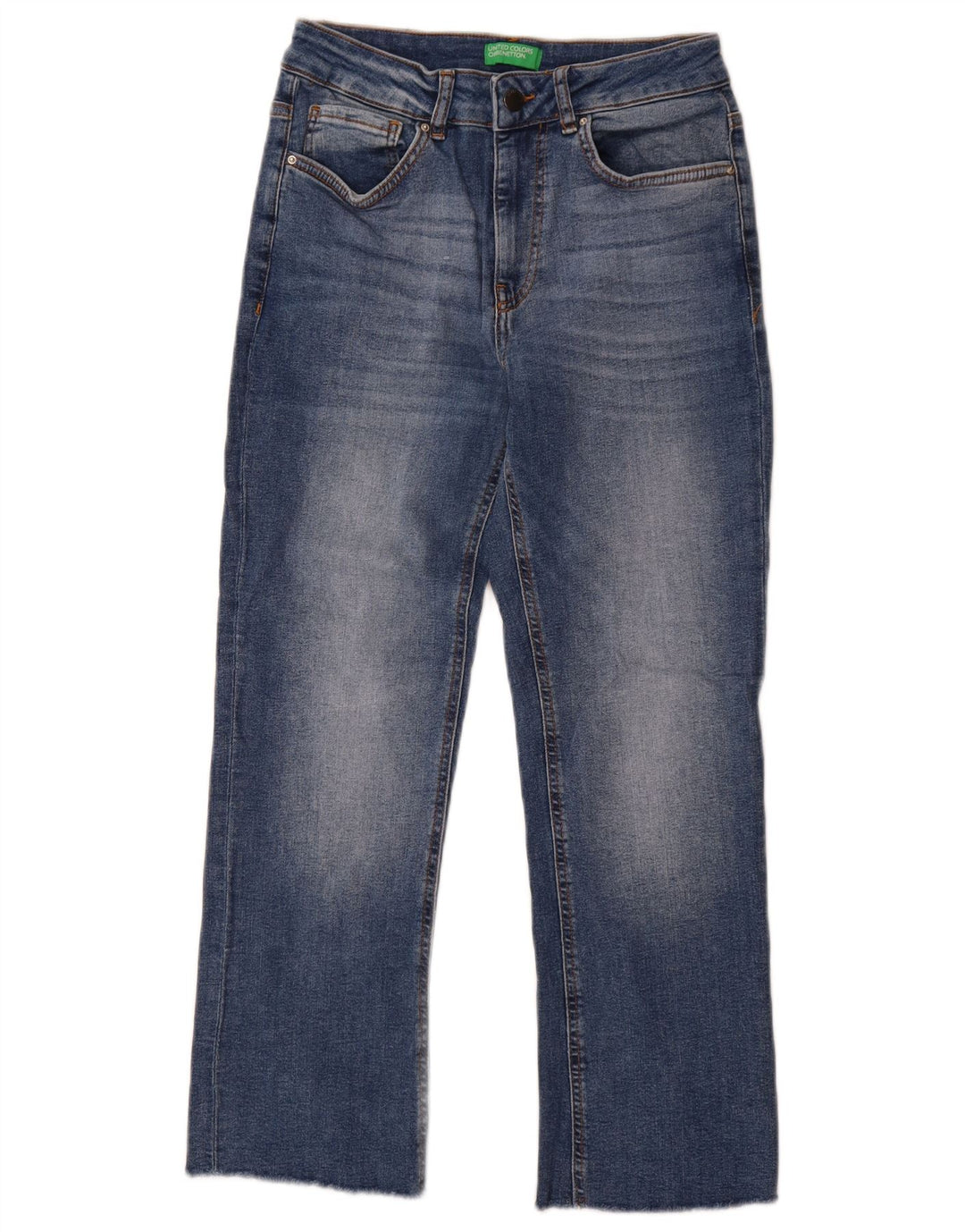 Jeans dritti da donna Benetton W28 L28 cotone blu