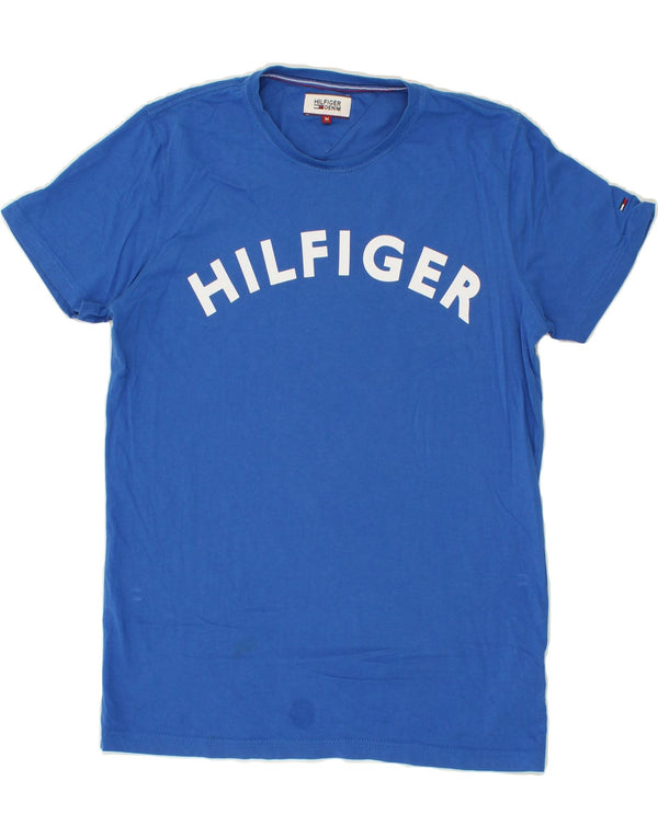 TOMMY HILFIGER Mens Graphic T-Shirt Top Medium Blue Cotton