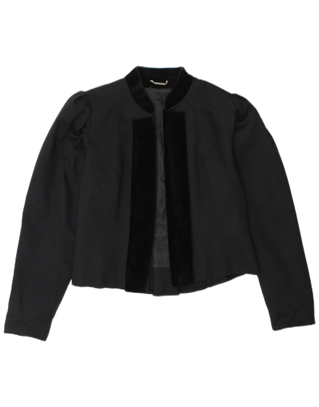 Giacca blazer aperta da donna vintage IT 38 XS nera in lana vergine
